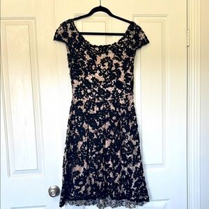 Anthropologie Black & Baby Pink Lace Dress